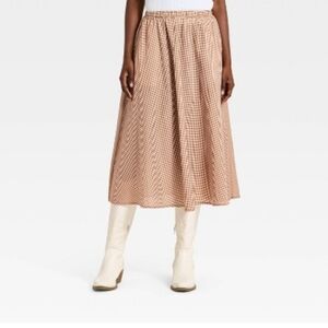 NWT | Gingham Midi Skirt